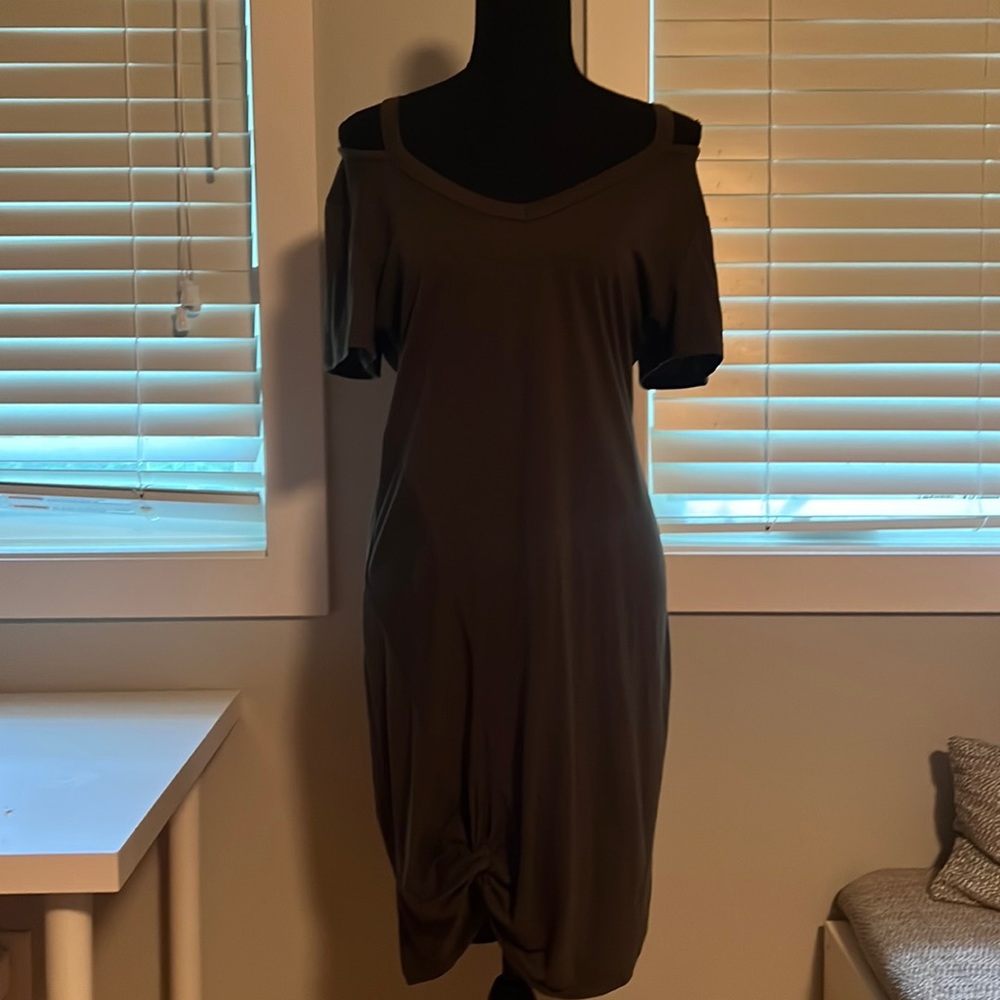 Green off shoulder dress